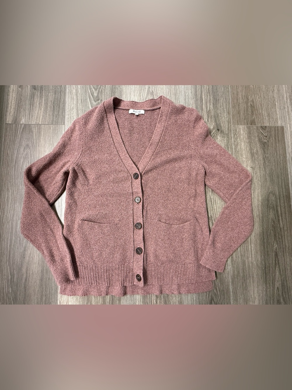 Madewell Button Front Cardigan Sweater Dusty Rose Academia Office Preppy Medium